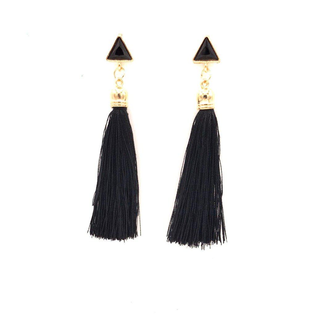 Hula Black Tassel Earrings