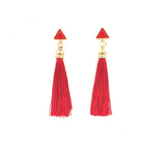 Load image into Gallery viewer, Hula Red Tassel Earrings
