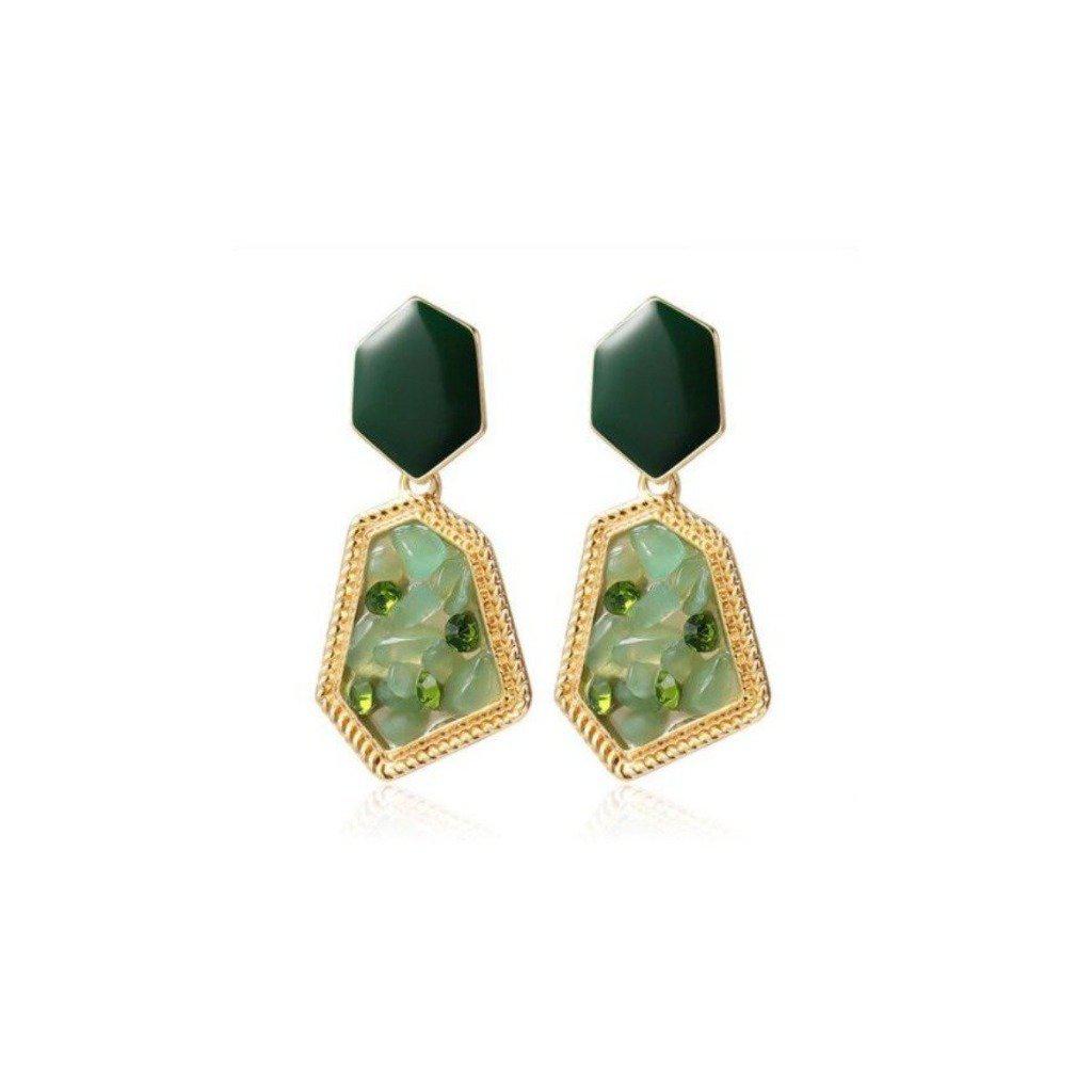 Marble Seashell Green Earrings